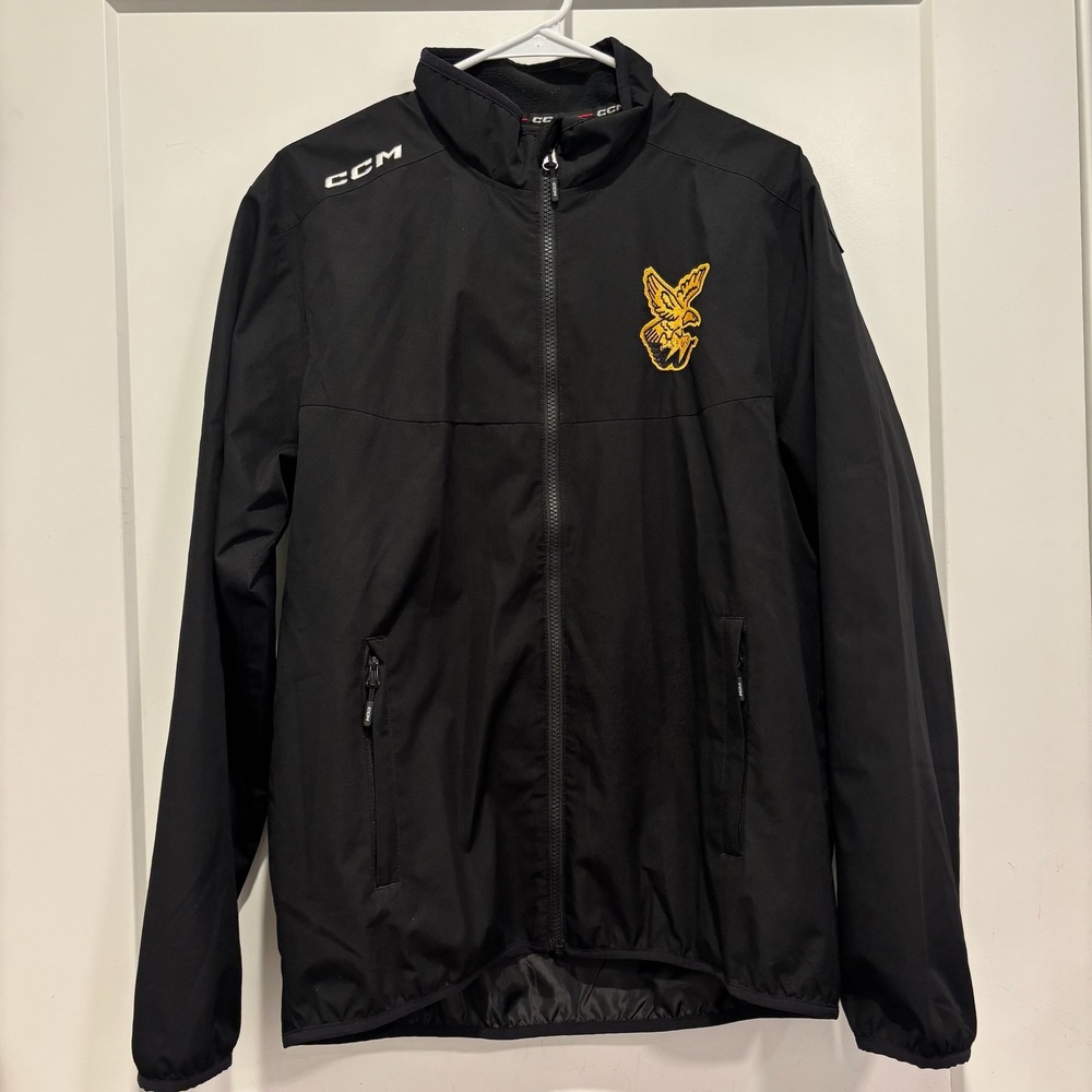 CCM Tactical Degre Mens Black Full Zip Windbreaker Jacket Gold Eagle Crest Small